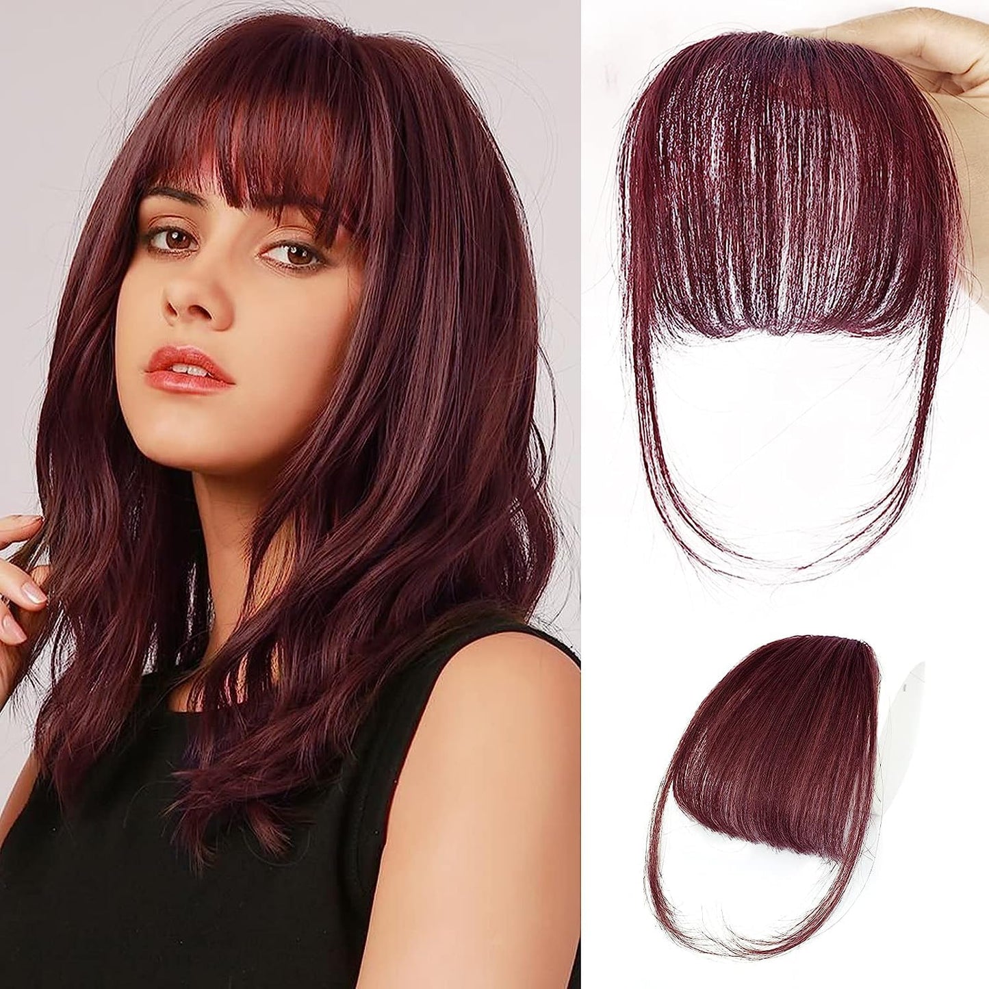 Bangs Hair Clip - 100% Real Human Hair Extensions | Natural Black Wispy Fringe for Women