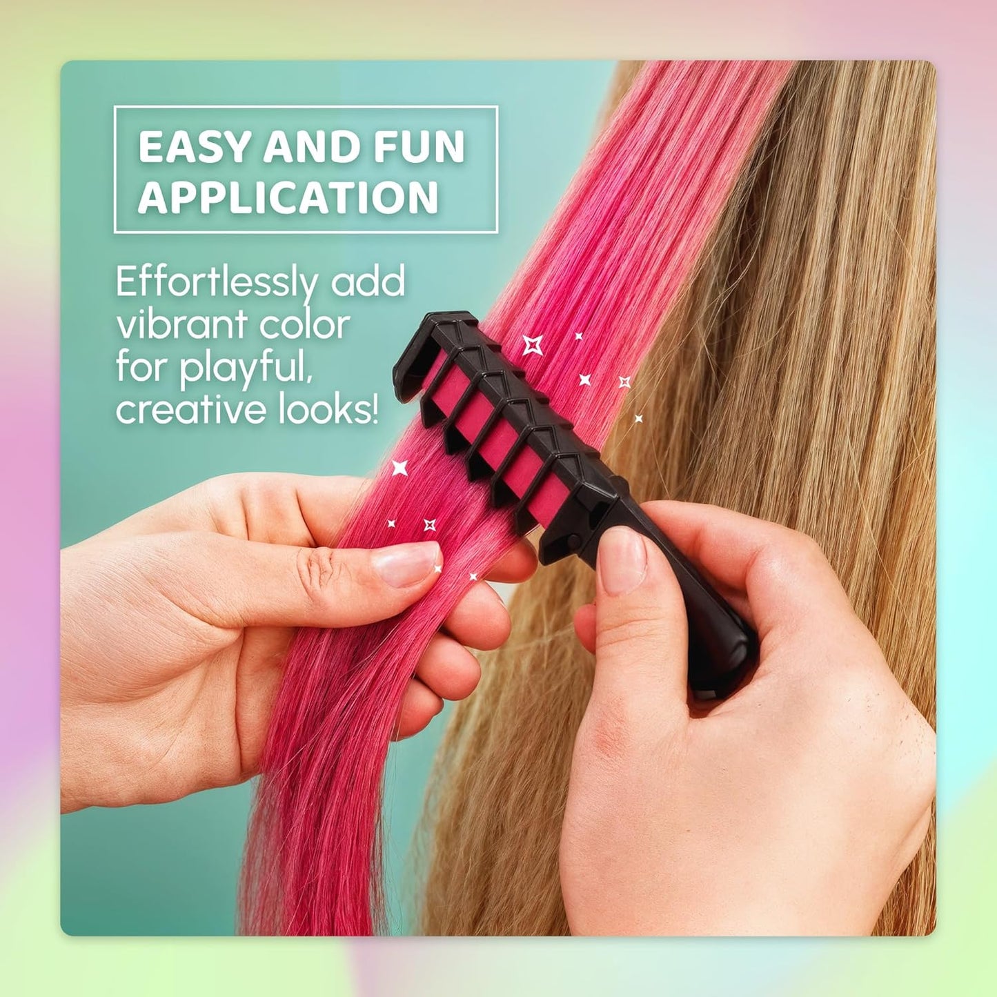 Temporary Hair Chalk Comb - 10 Vibrant Washable Colors for Girls & Teens | Perfect for Parties, Cosplay & Halloween