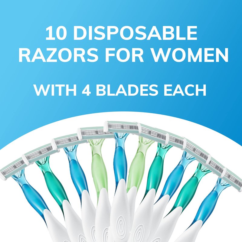 BIC Soleil 4 Women's Disposable 4 Blade Razors, Flexible Blades and Rubber Grip Handle, (Pack of 3)