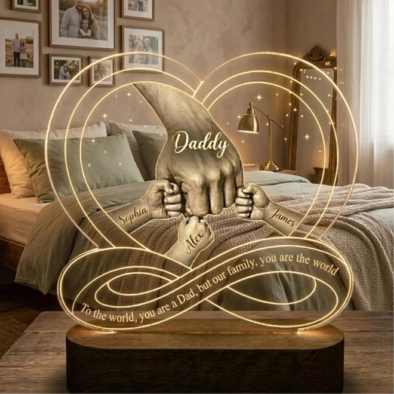 Noni Personalized First Bump Acrylic Night Light Stand, Custom Father's Night Light Decor for Dad, Gift for Husband, Grandpa, Father Day Ideas Decor