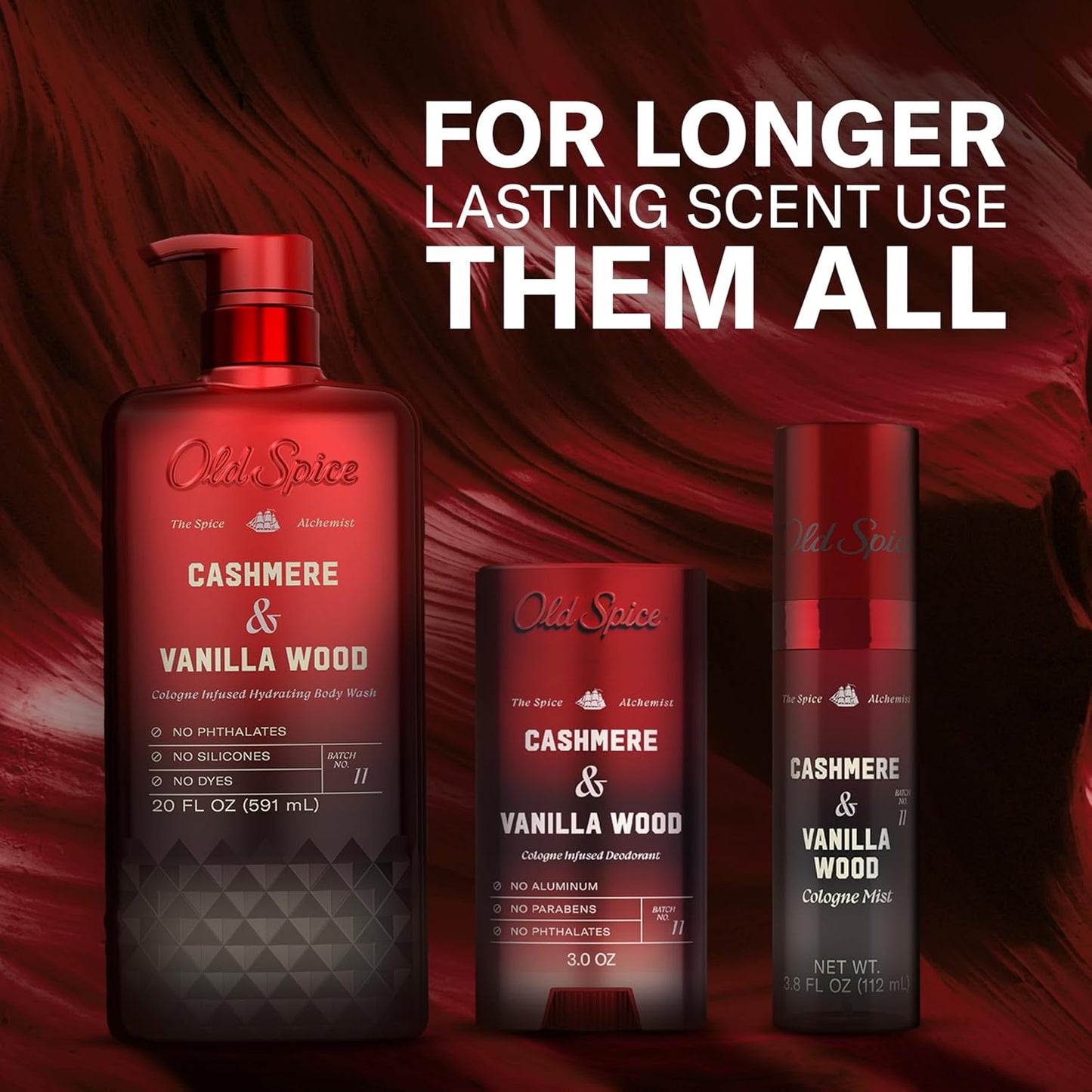 Old Spice Aluminum-Free Deodorant for Men | Cashmere & Vanilla Wood Scent, 3 oz - 24/7 Cologne Infused Formula
