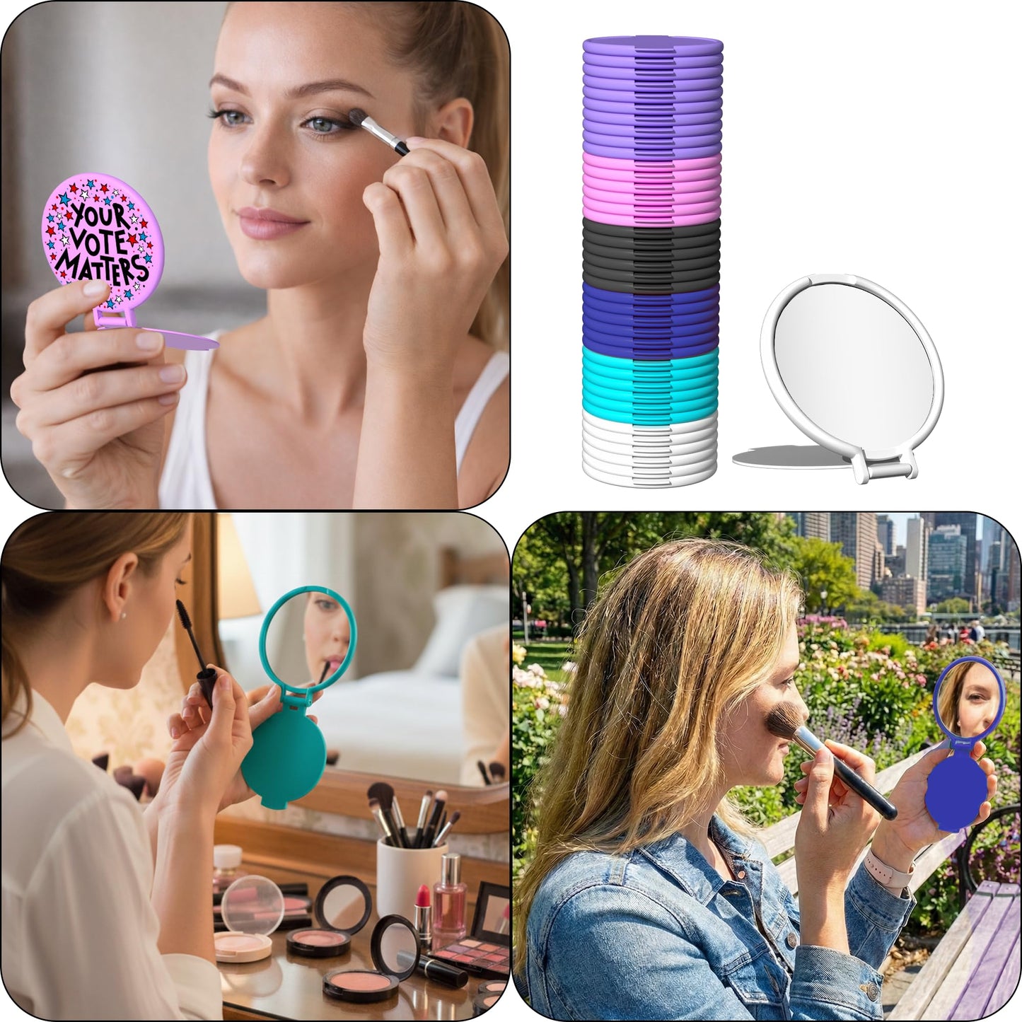 Custom Compact Mirror Bulk,Pack 10-150 Personalized Travel Mirror with Your Logo/Photo/Text,Pocket Handheld Makeup Mirrors for Purse,Personalized Gifts for Branding,Giveaways,Promotion,Party Favors