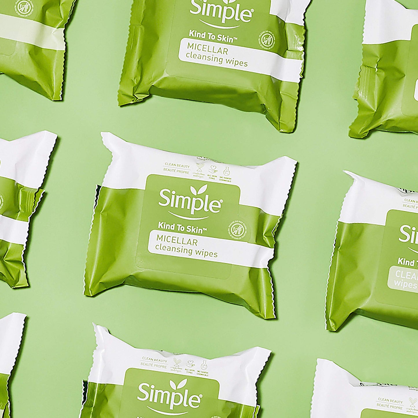 Simple Kind to Skin Cleansing Wipes Gentle and Effective Makeup Remover Micellar Free from color and dye, artificial perfume and harsh chemicals 25 Wipes