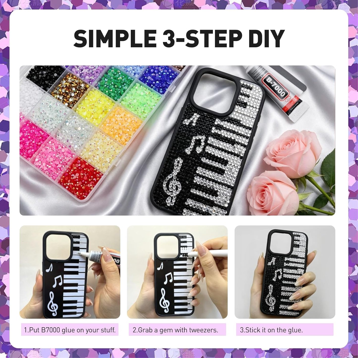 Bedazzling Kit - 50000 Pcs Resin Jelly Rhinestones & Flatback Crystal Gems | DIY Crafting, Nail Art, Clothes & Shoes Decor