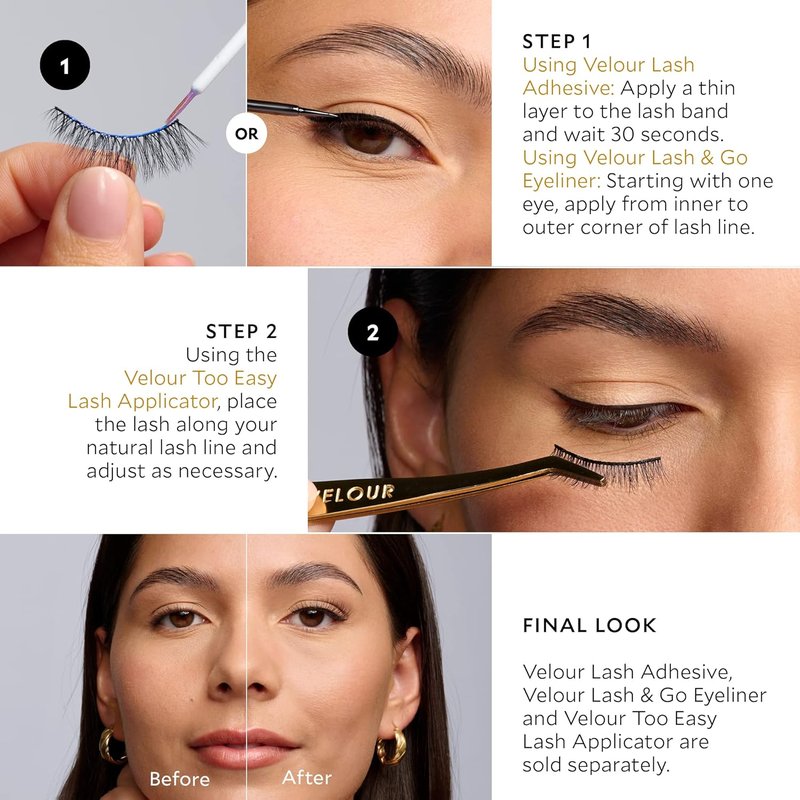 Effortless Velour Lashes - Natural Fluffy False Eyelashes, Lightweight & Reusable | Vegan, No Trim, All Eye Shapes