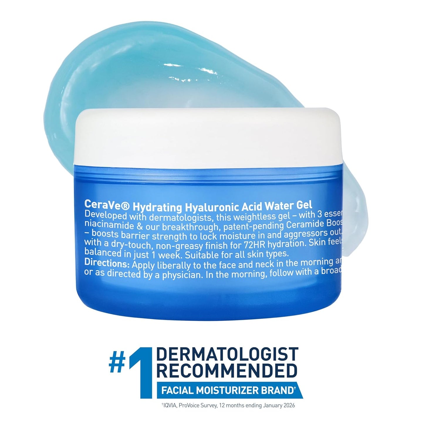 CeraVe Hydrating Hyaluronic Acid Gel - Lightweight Facial Moisturizer for Sensitive Skin | 1.7oz