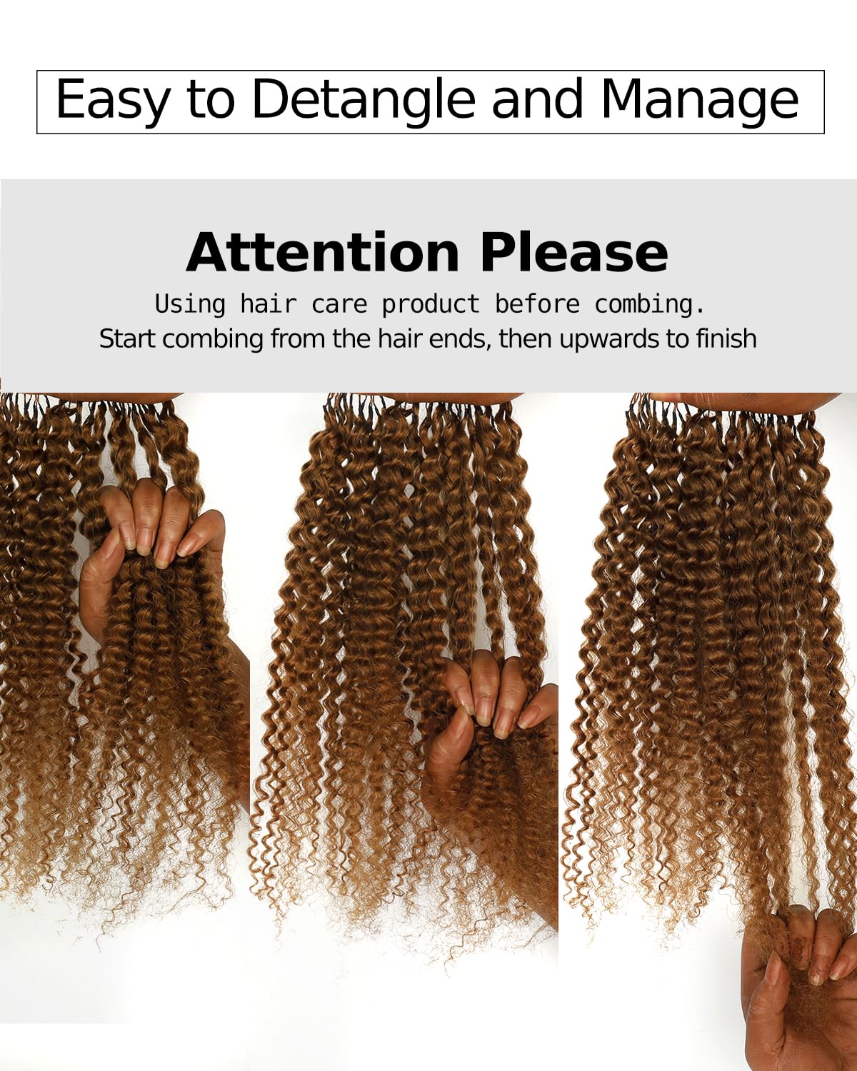 BEEOS Kinky Curly Human Crochet Hair 16 Inch, Pre-Separated Knotless Feather Crochet Human Hair for Black Women, Detangle Easily #30 Auburn Ginger 40g