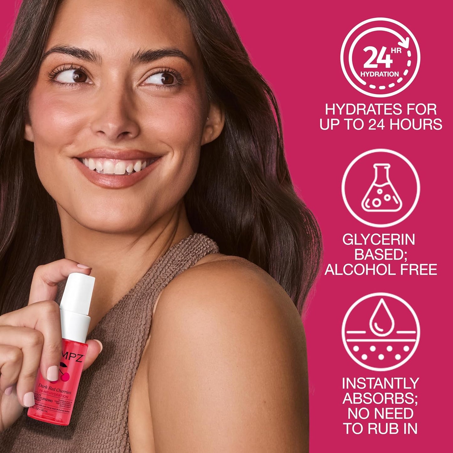 Hempz Cherry Hydrating Mist Spray - Lightweight Cherry Fragrance | Travel Size Moisturizer, 1 fl. oz.