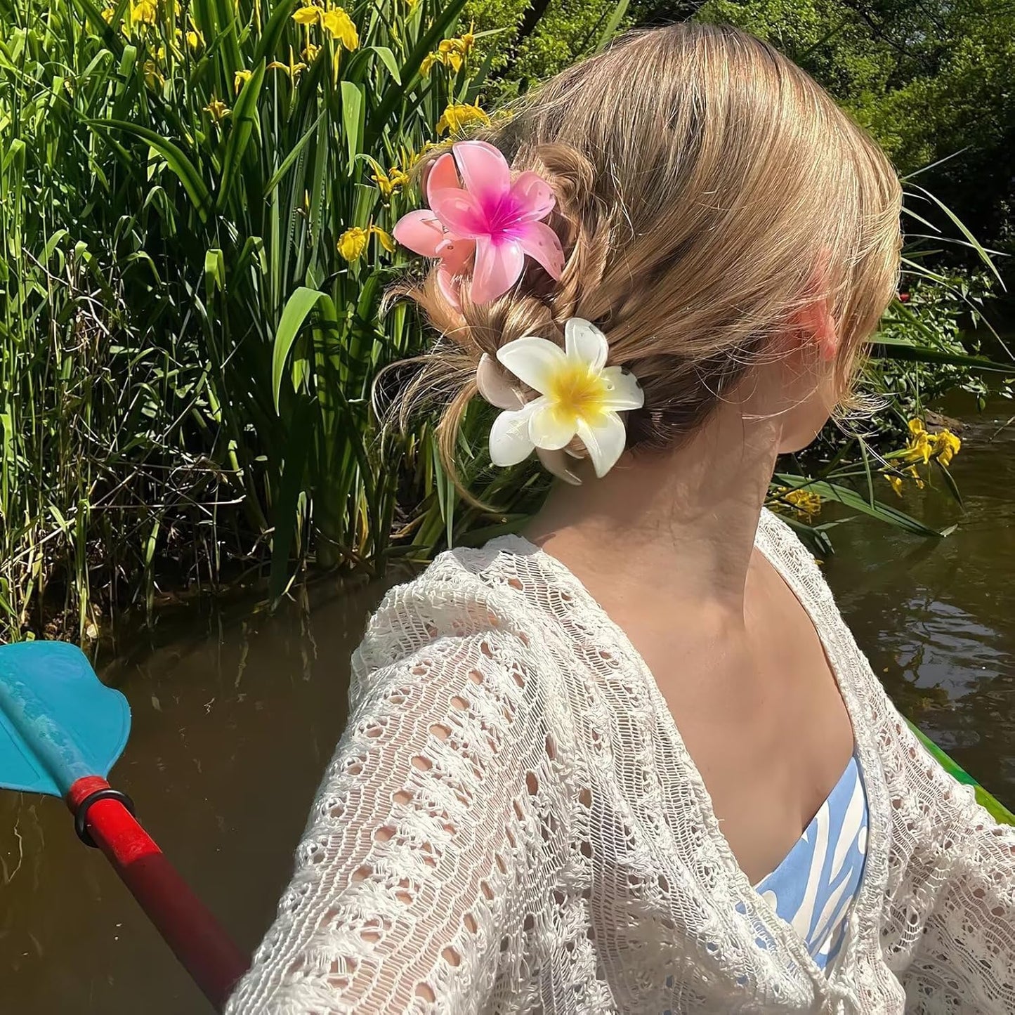 Large Claw Clips for Thick Hair - Strong Hold Non-Slip Hawaiian Flower Design | Perfect for All Hair Types
