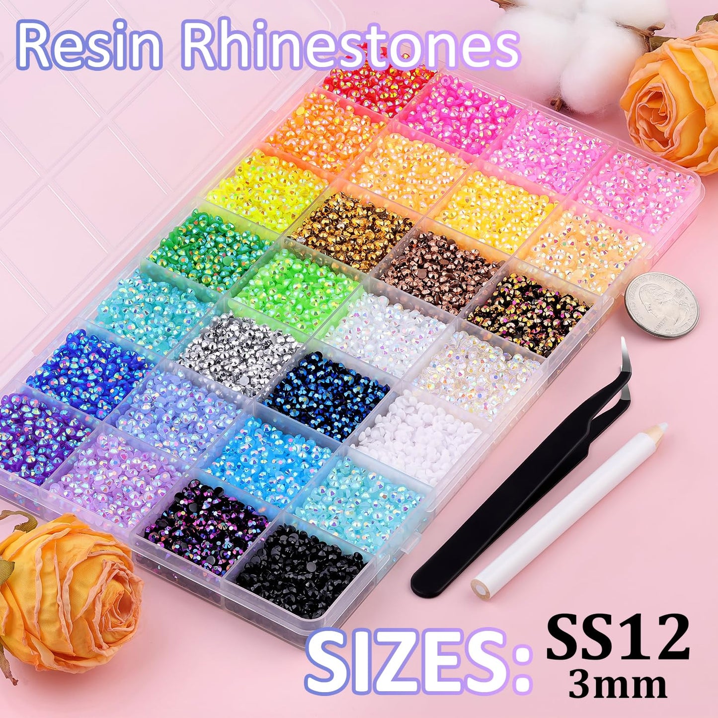 Jelly Rhinestones Bedazzling Kit - 36000 Multicolor 3mm Flatback Gems with 3Pcs B7000 Jewelry Glue | Perfect for Crafting & Nail Art
