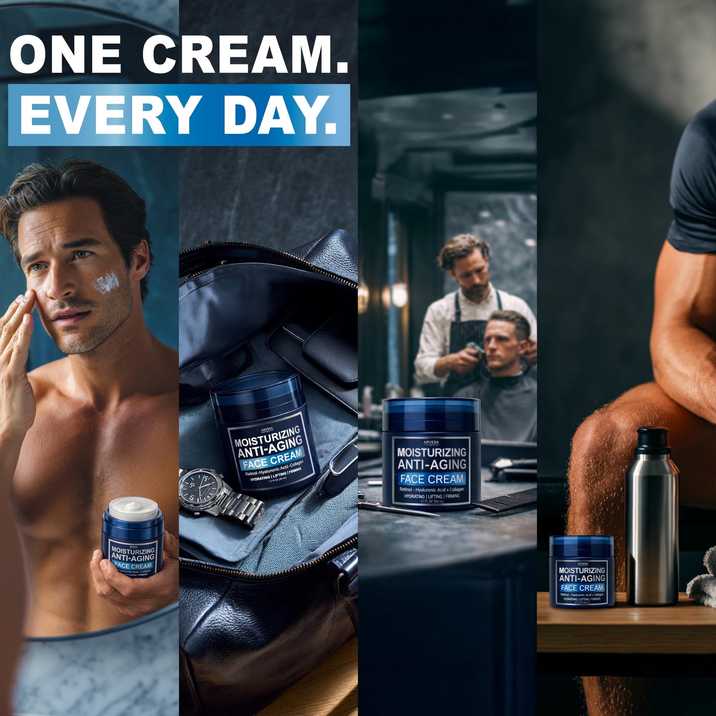Mens Face Moisturizer Cream - Anti Aging Cream with Retinol, Collagen & Hyaluronic Acid Lightweight After Shave Lotion for Men - Hydrating, Firming & Wrinkle Repair - Day & Night Facial Men Skin Care