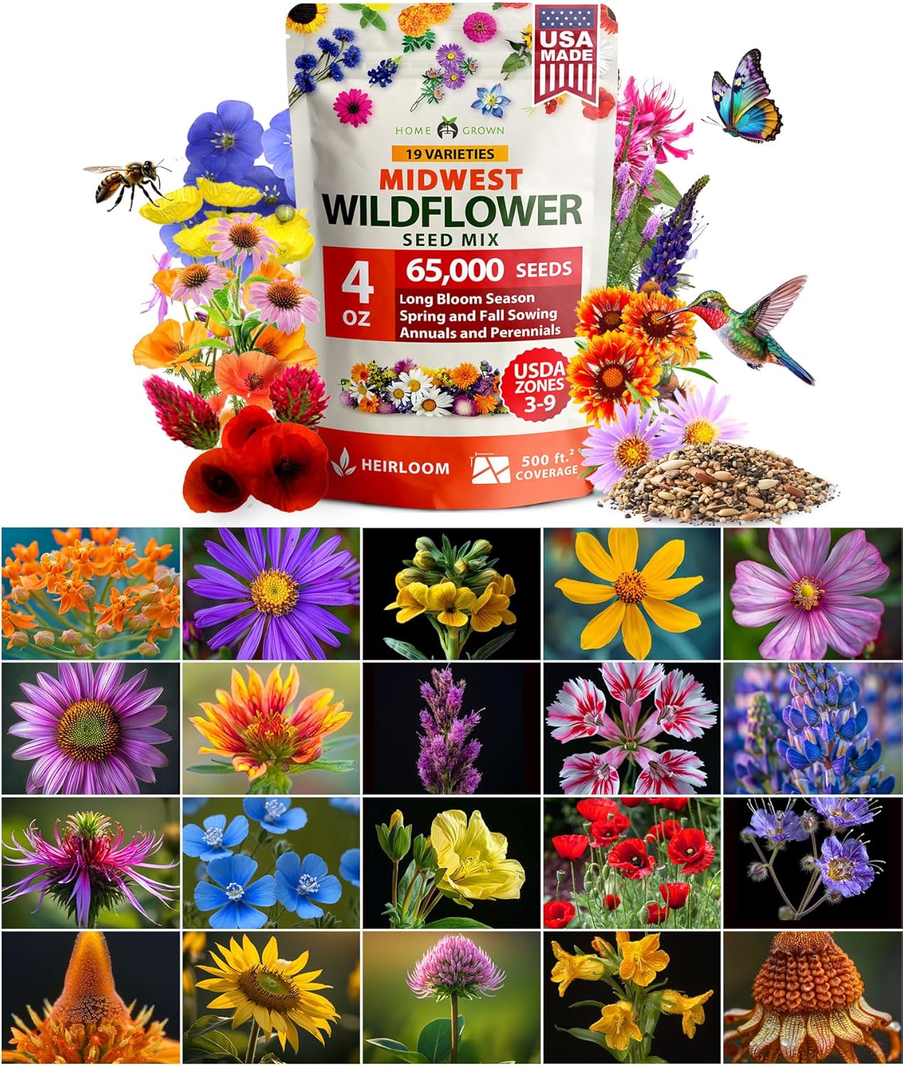 Zinnia Dahlia Seeds Pack - Non-GMO 524 Flower Seeds for Vibrant Pollinator Gardens | Easy-to-Grow Outdoor Blooms