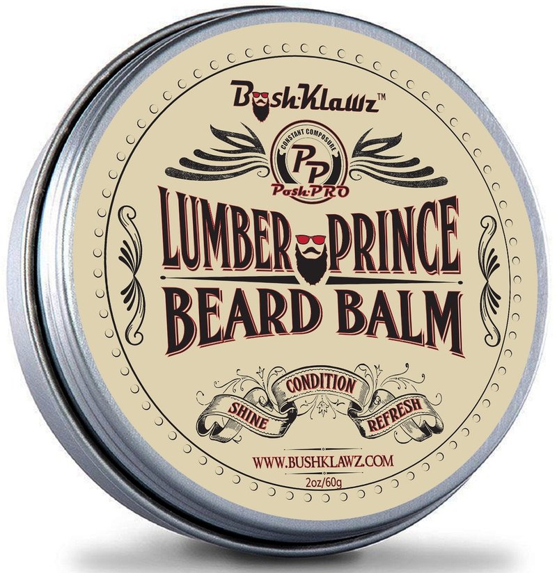 BushKlawz Beard Balm and Leave-in Conditioner, 5 Full Size 2.0 oz Balms - Urban, Lumber, Pacific, Naked Prince Fragrance Free, Premium Line, Great Gift for Christmas, Father's Day
