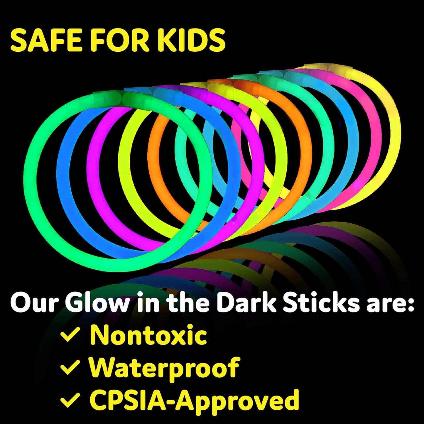 Glow Sticks Party Supplies - 100pk 8-Inch Glow in the Dark Light Up Sticks | Neon Party Favors & Decorations