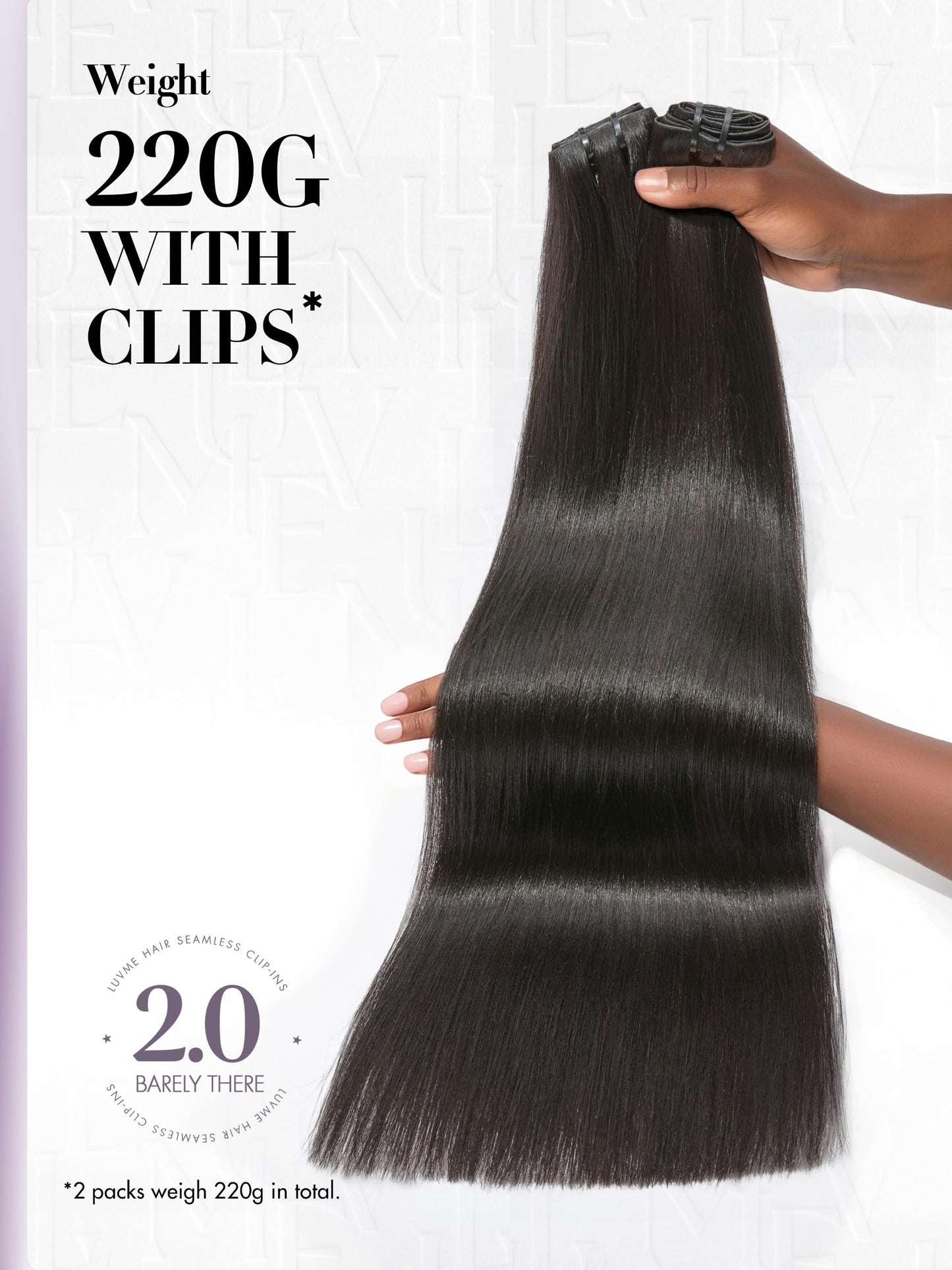 LUVME Invisible Yaki Straight Clip in Hair Extensions Real Human Hair for Women, 2 Pack 18 Inch 220g 12Pcs, Remy Hair Clip Ins, Invisible Clip Ins for Daily Wear & Special Occasions
