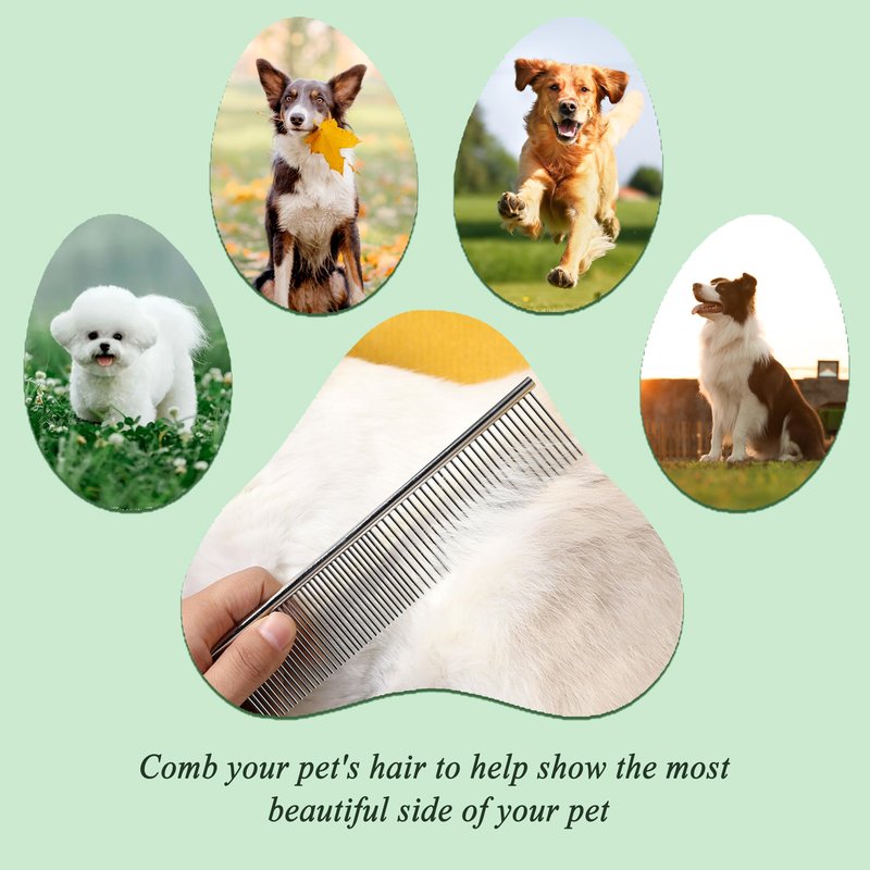Jigfew 3 Pack Metal Comb For Dogs,Cat Grooming Comb,Dog Combs,Doodle Comb,Shedding Comb,For Professional Grooming Tool For Long And Short Haired Dog,Cat And Other Pets. (Large Medium Small), Metallic