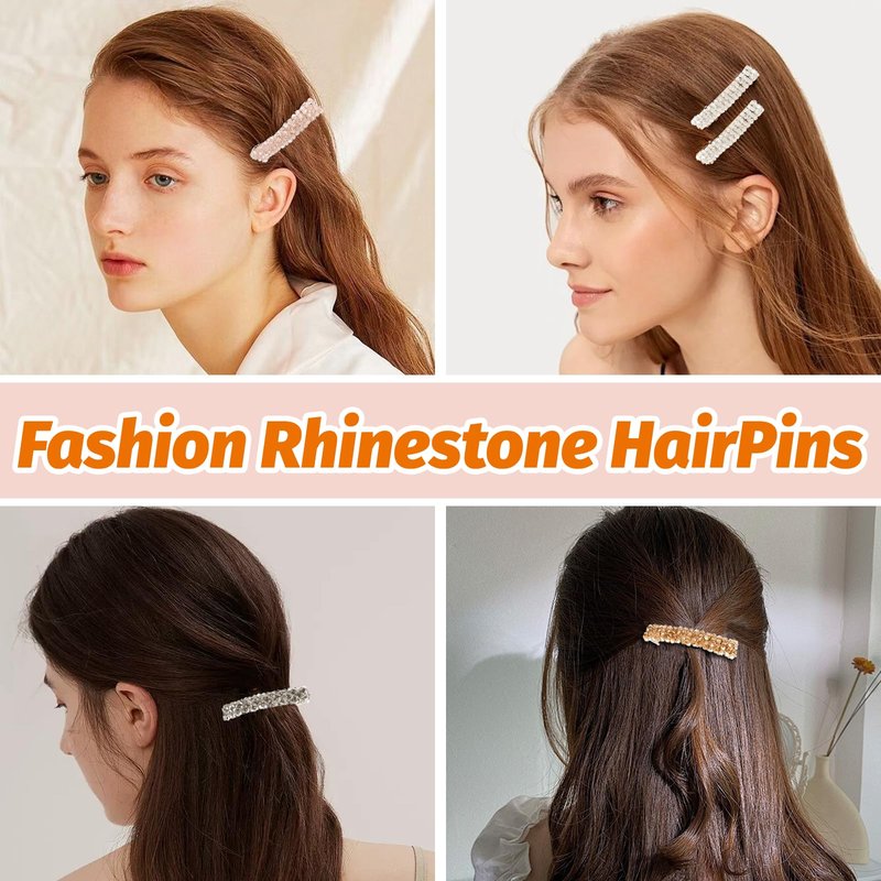 VinBee Crystal Hair Barrettes for Women, Cute Rhinestone Hair Clips Accessories,Fashion Rhinestone HairPins Bobby Pins for Women and Girls Gift -7 Colors