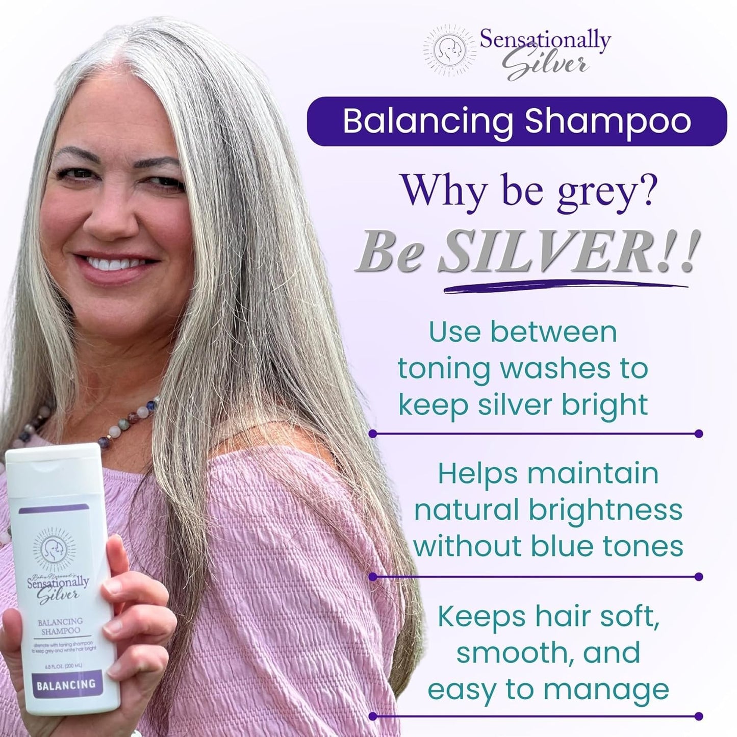 Silver Hair Care Gift Set - 3-Piece Premium Trio for Gray, Silver & White Hair | Toning Shampoo, Balancing Shampoo & Conditioner | Elegant Gift Box