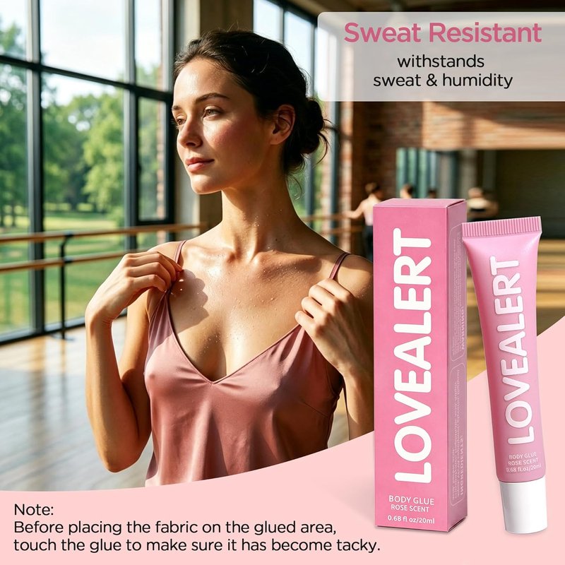Body Glue for Clothes - Fast Drying 60s Adhesive for Strapless Dresses & Wigs | 20ml Rose Color