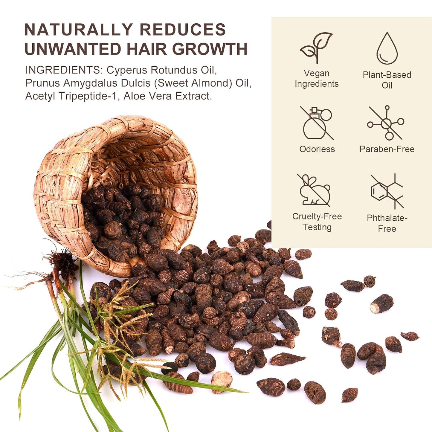 Cyprus Rotundus Oil for Hair Removal - 100% Pure Essential Oil for Smooth Skin | 60ml