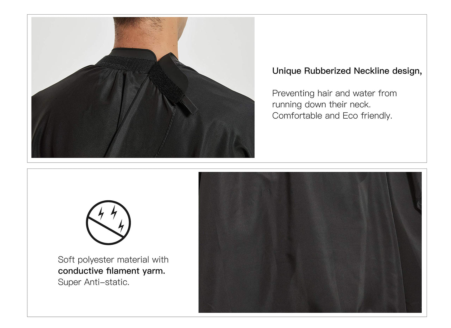 Salon Hair Cutting Cape with Soft Silicon Neck Collar, Professional Anti-static Barber Cape