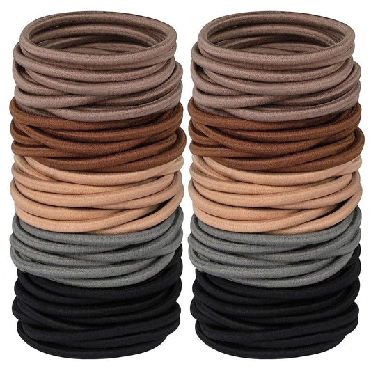 Multicolored Hair Ties - 50 Pcs Large Elastic Bands for No-Damage Ponytails | Perfect for Thick Hair, Women, Men & Girls (4mm)