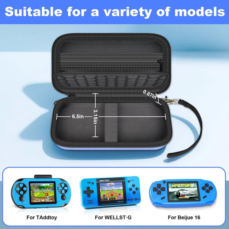 Case for WELLST·G Handheld Game for Kids Adults, Universal fit for TaddToy/ for Beijue 16-Bit Handheld Console - Retro Video Games Travel Storage Cover Bag, Portable Electronic Organizer Holder, Black