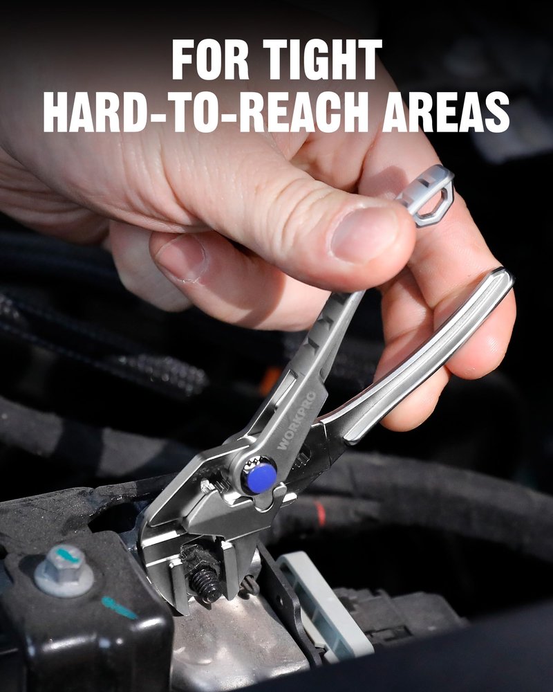 WORKPRO Mini Pliers Wrench, 4-Inch Smooth Jaw Plier, High-Toughness Alloy Steel Adjustable Wrench Pliers with Smooth Parallel Jaws, Anti-Rust Coating, EDC Plier for Tight Spaces & Versatile Use