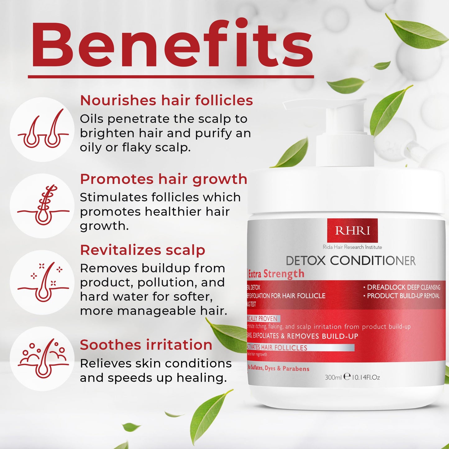 Detox Conditioner – Deep Cleansing Hair Conditioner for Damaged Dry Hair | Heavy Metal Detox & Build-Up Removal | Nourishing Scalp Care, Sulfate-Free Formula – 300ml
