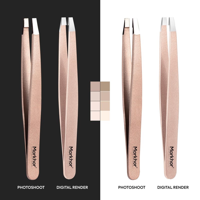 MARKHOR® Luxe Rose Gold Eyebrow Tweezers for Women Facial Hair, Splinter and Ingrown Hair Removal Tweezers Set, Professional Pointed and Slant Tweezers for Eyebrows, Precision Tweezers for Eyebrows
