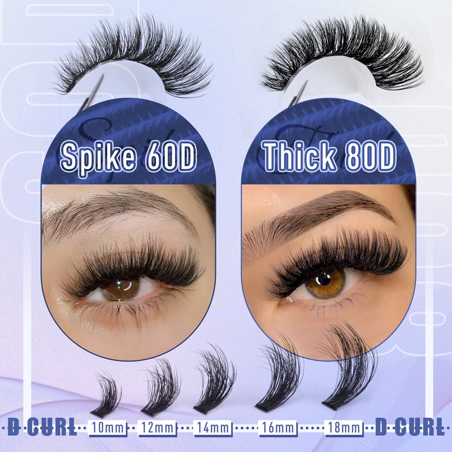 Fluff Lash Clusters 60D+80D Thick Eyelash Clusters D Curly Wispy Individual Lashes 10-18mm Cluster Eyelash Extensions 280pcs False Eyelashes DIY Flat Lash Extension by TOOCHUNAG