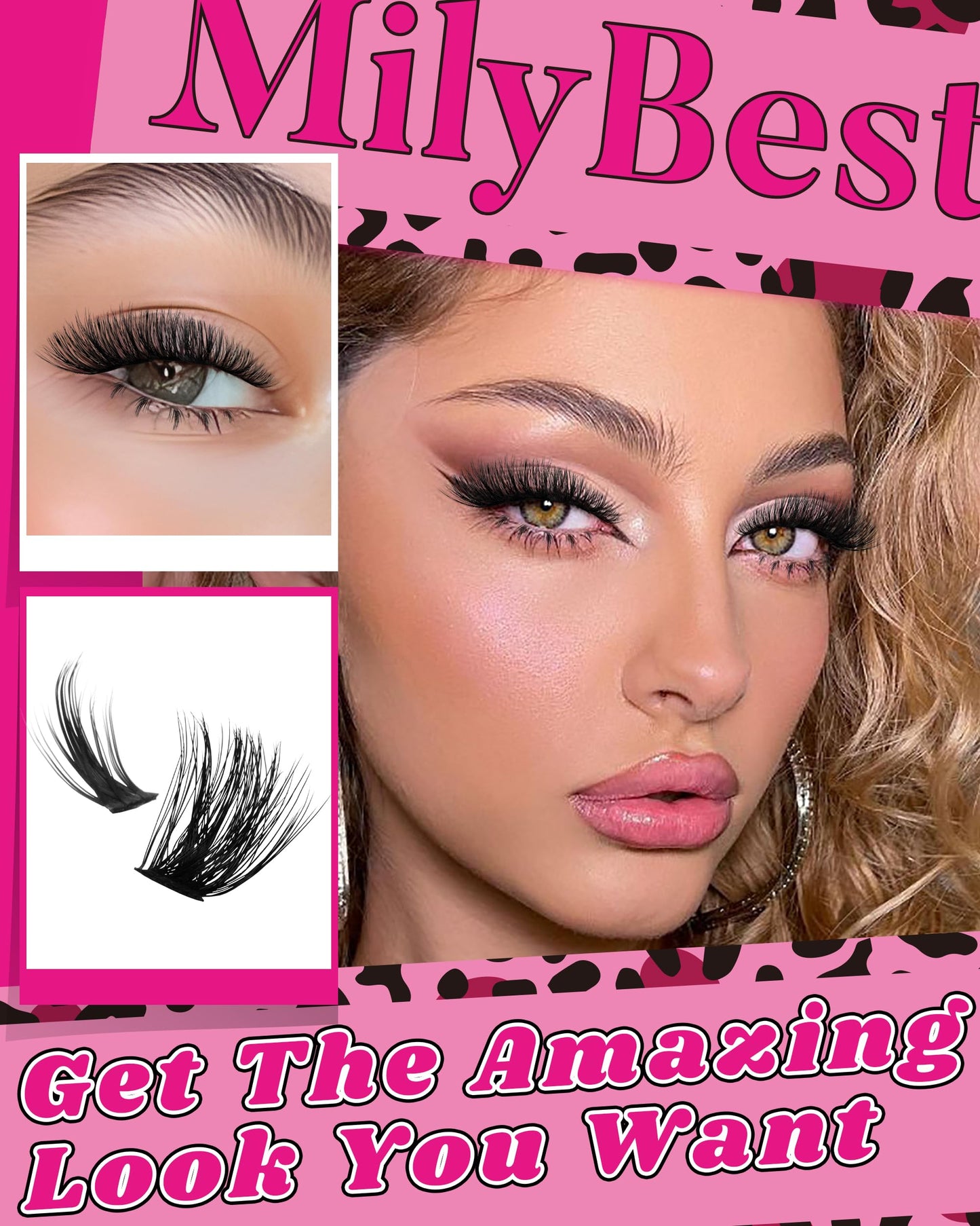 MilyBest Mist Lashes Clusters Kit Volume Eyelash Clusters Spiky 10-18mm Thick Full Cluster Eyelash Extensions D Curl Individual Cluster Lashes Natural Fairy Manga DIY Lash Extensions Kit at Home