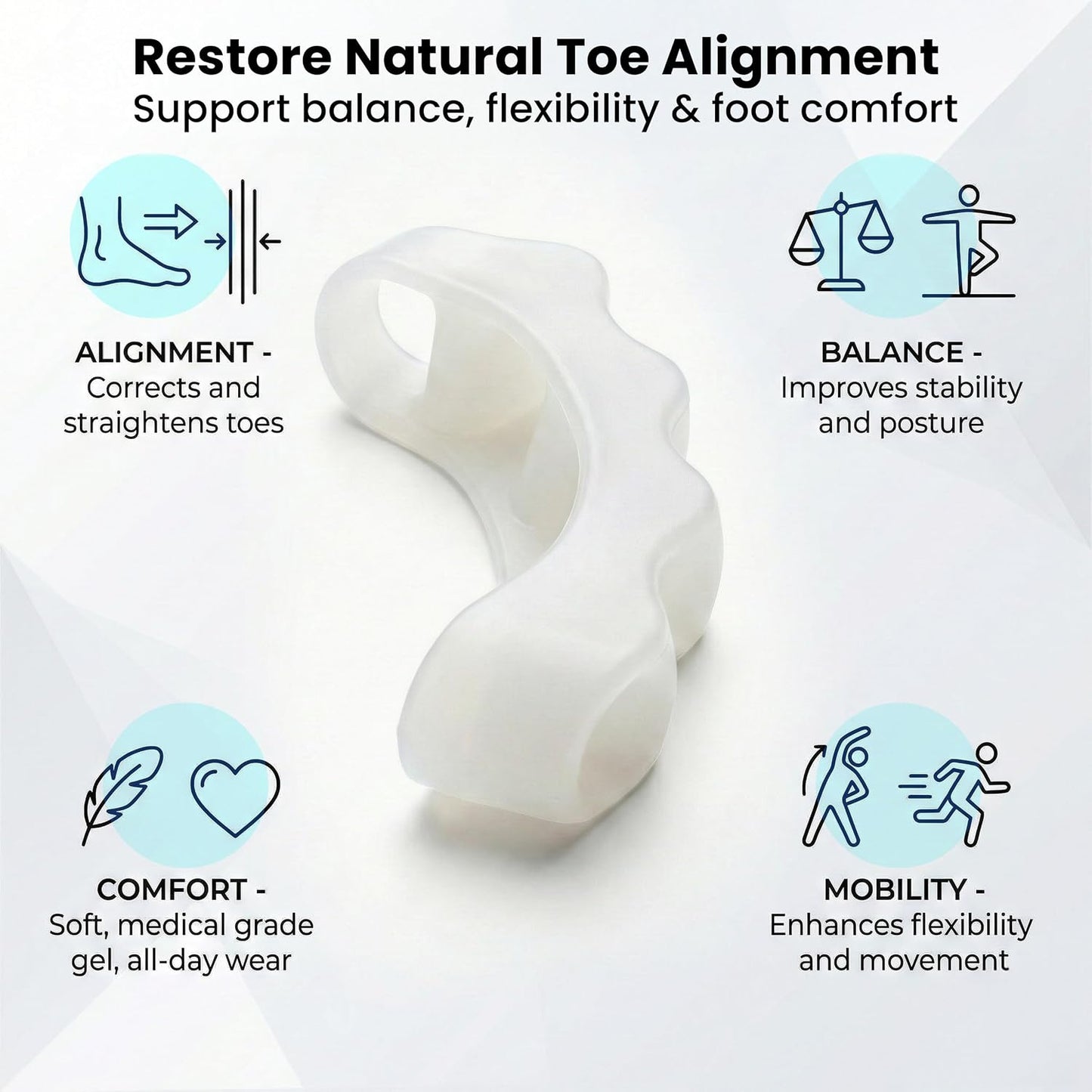 Silicone Toe Separators - 6 Pcs Soft Gel Spacers for Overlapping Toes | Comfort Relief & Alignment Support