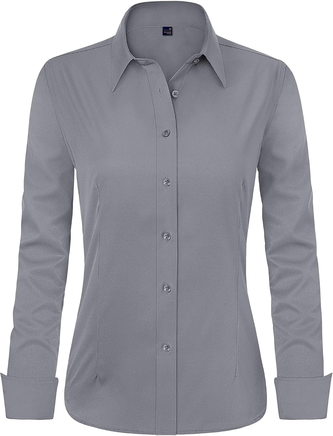 J.VER Women's Long Sleeve Dress Shirt - Wrinkle-Free Business Casual Blouse for Office Work