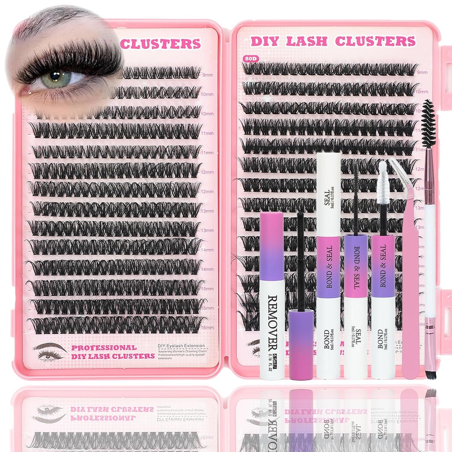 Eyelash Clusters Kit - 560 Pcs Fluffy D Curl Individual Lash Extensions | 9-16mm Length