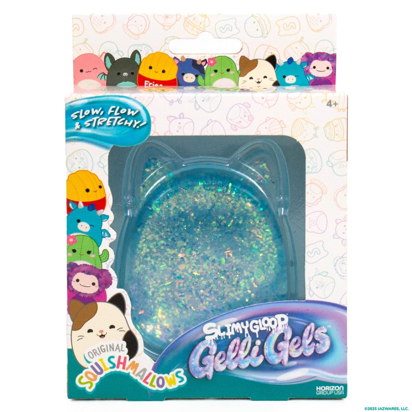 Original Squishmallows™ SLIMYGLOOP Blue Gelli Gels™, Slow Rising Sensory Squeeze Toy with Glitter, Gel Filled Fidget Toys