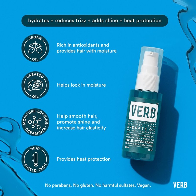 Hydrate Oil for Dry & Frizzy Hair - Adds Moisture & Shine | Amber + Warm Jasmine Scent