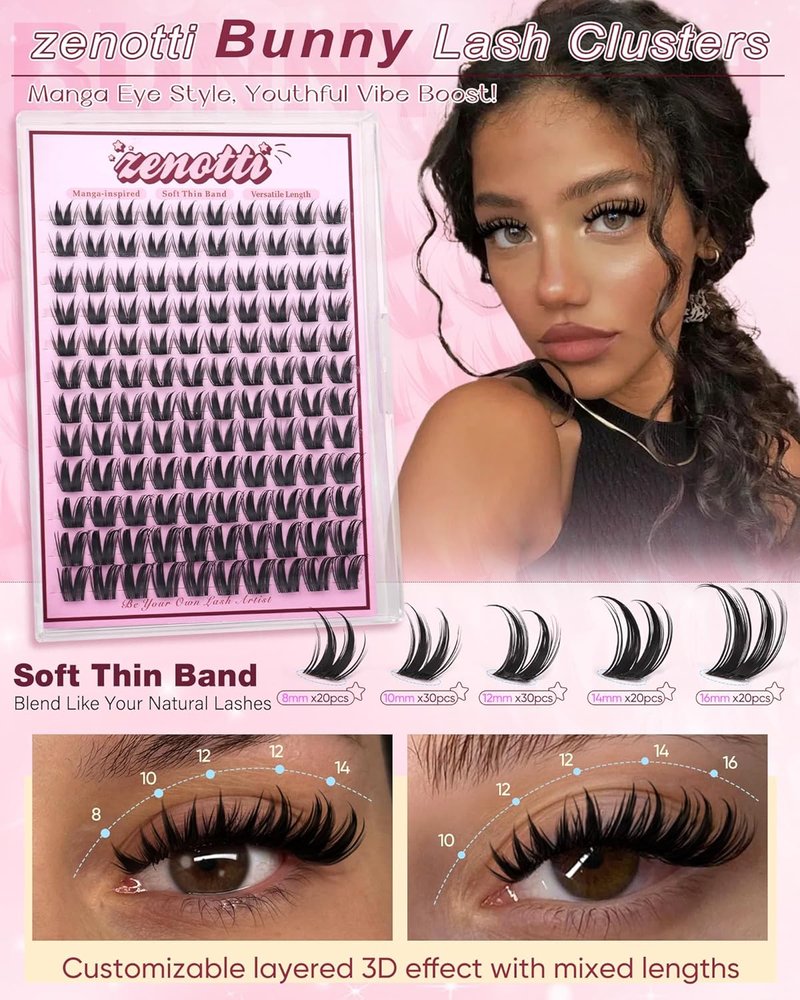 Bunny Lash Clusters - Wispy Manga Eyelash Extensions | Anime Fairy Individual Lashes 8-16mm