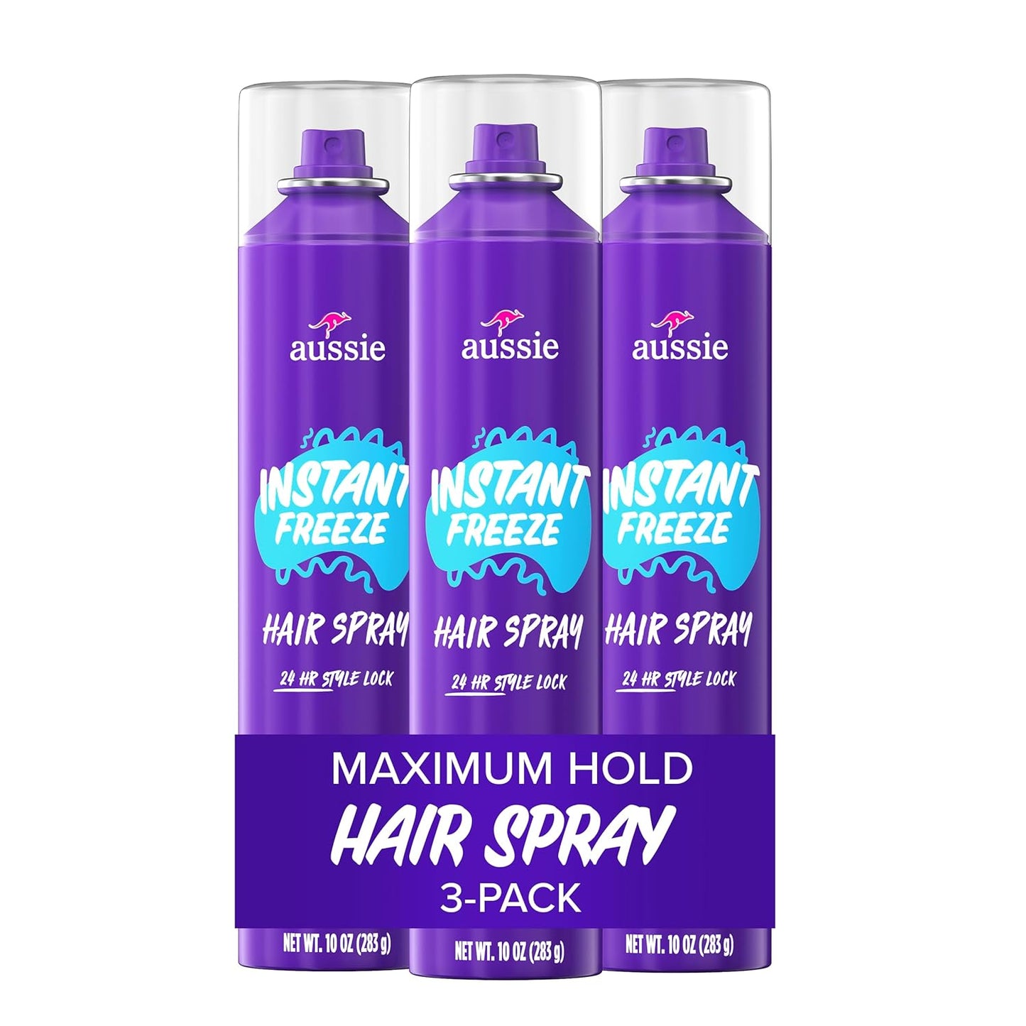 Aussie Instant Freeze Hair Spray - Extreme Hold & Fresh Citrus Scent | 10 Fl Oz, 3 Pack