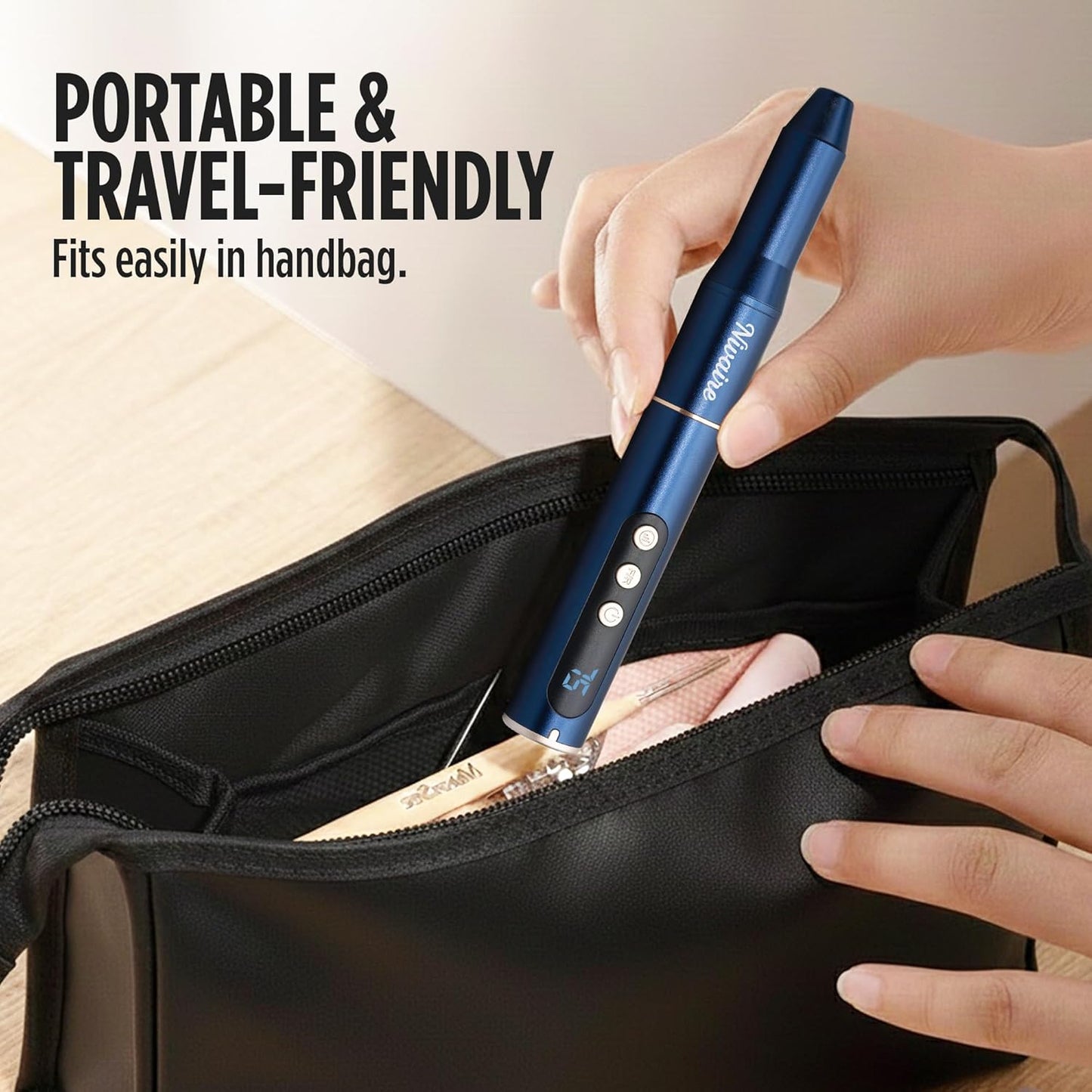 Cordless Nail Drill Professional Kit - Electric Nail Filer with 8 Drill Bits & 5 Speed Levels | Portable Rechargeable Manicure Set (Navy Blue)