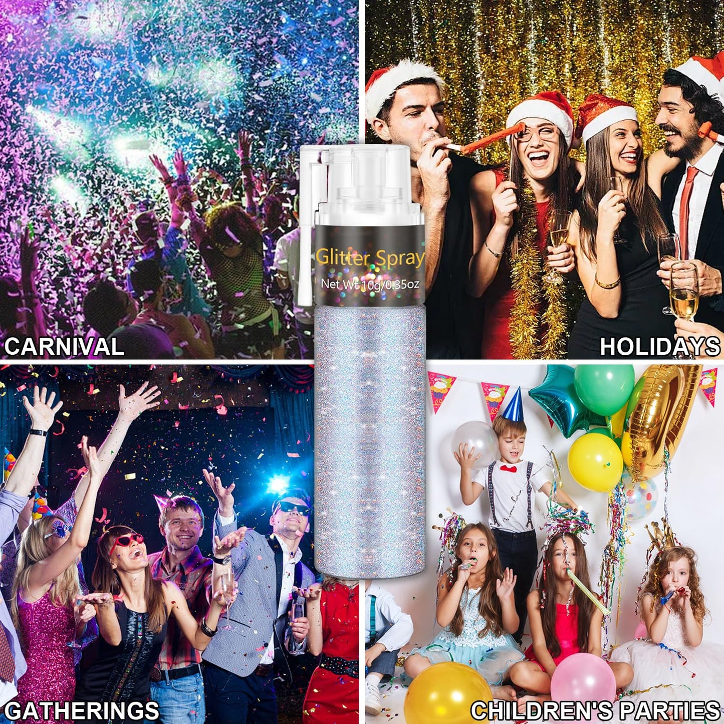 Glitter Spray, Ultra Fine Sparkle Resin Glitter Powder, Long Lasting Shimmer for Hair Body Makeup, Rave Festival Prom, DIY Crafts Clothes Accessories(Glint-Rainbow)