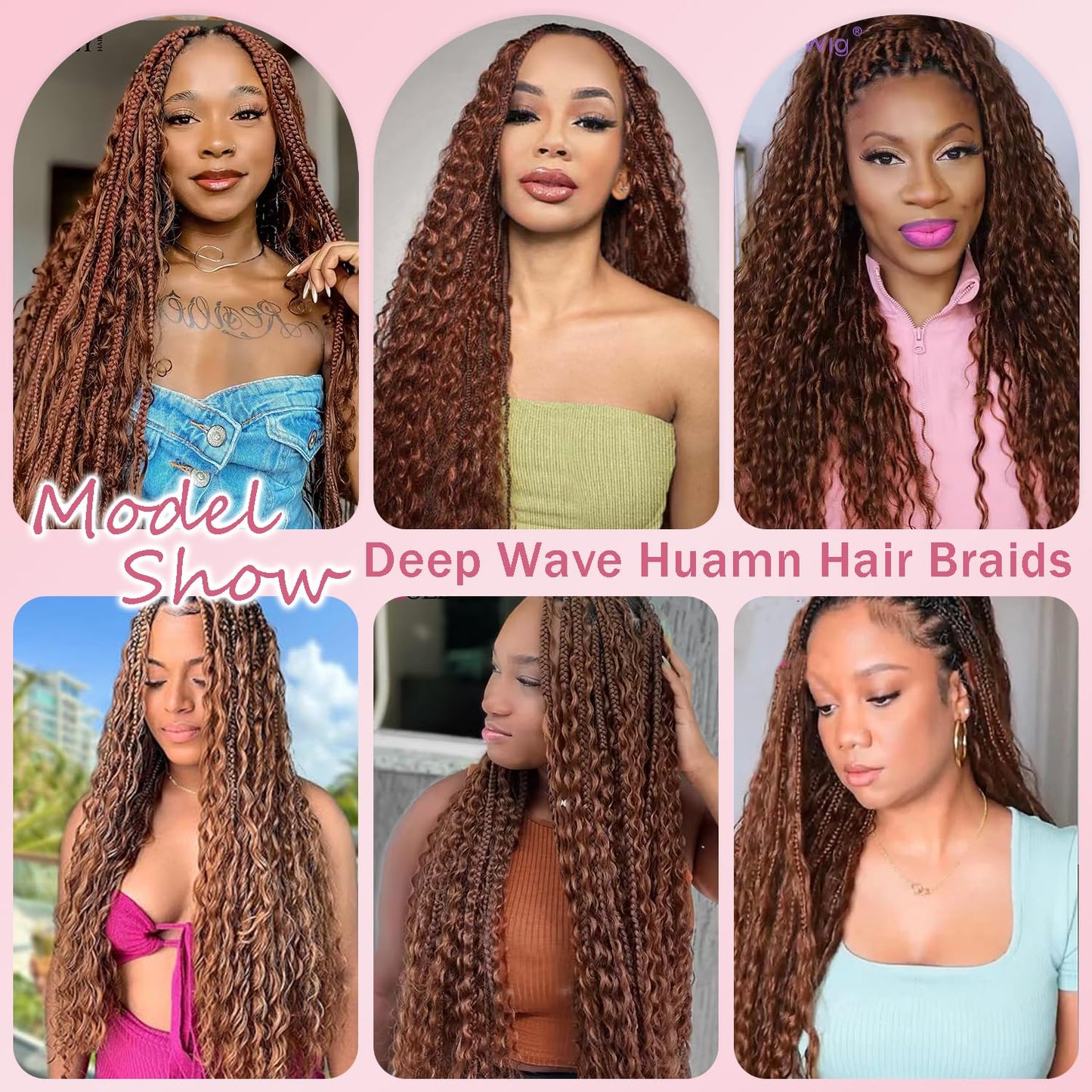 #30 Brown Human Braiding Hair for Boho Braids 20 20 20 Inch Color 30 Deep Wave Bulk Hair No Weft Light Brown Curly Human Hair Extensions for Braids 3 Bundles 150g