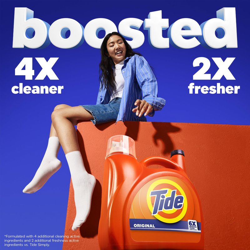 Tide Liquid Laundry Detergent, Original Scent, 125 fl oz, 100 Loads, Boosted Clean Even in Cold Water with Concentrated Washing Soap