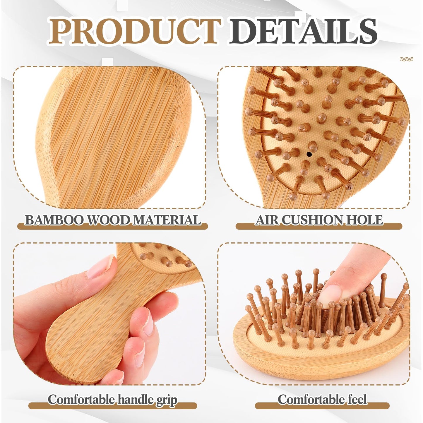 FoldTier 15 Pack Mini Bamboo Hair Brush Bulk Wooden Travel Small Hairbrush Massage Scalp Detangling Pocket Brush for DIY Wedding Guest Gifts Bridal Shower Bridesmaid Proposal Favors