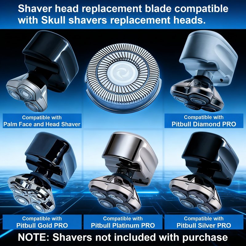 4Pcs Shaver Replacement Blades, Compatible with Skull Pitbull Shaver Gold/Silver/Platinum PRO, Super Close Shaving Heads.