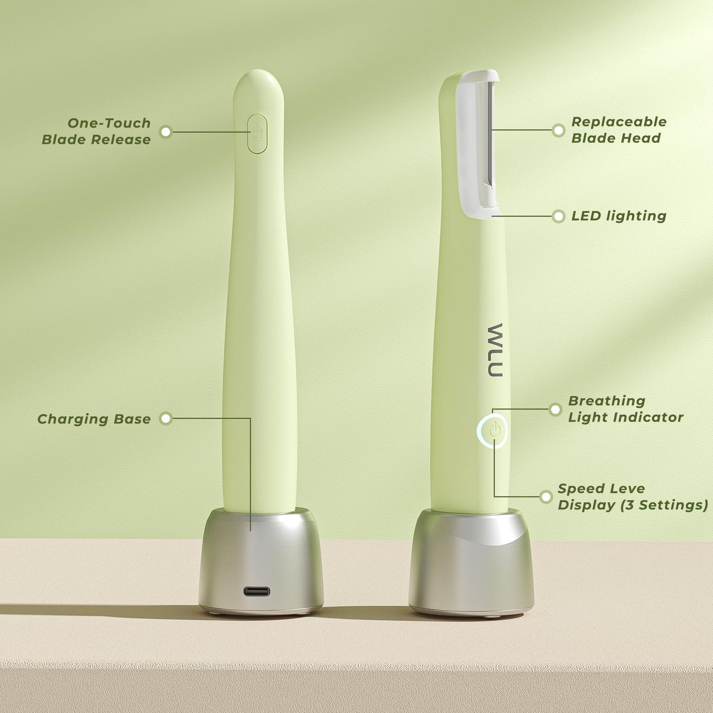 WLU Dermaplane Razor for Women Face, Peach Fuzz Removal & Exfoliation