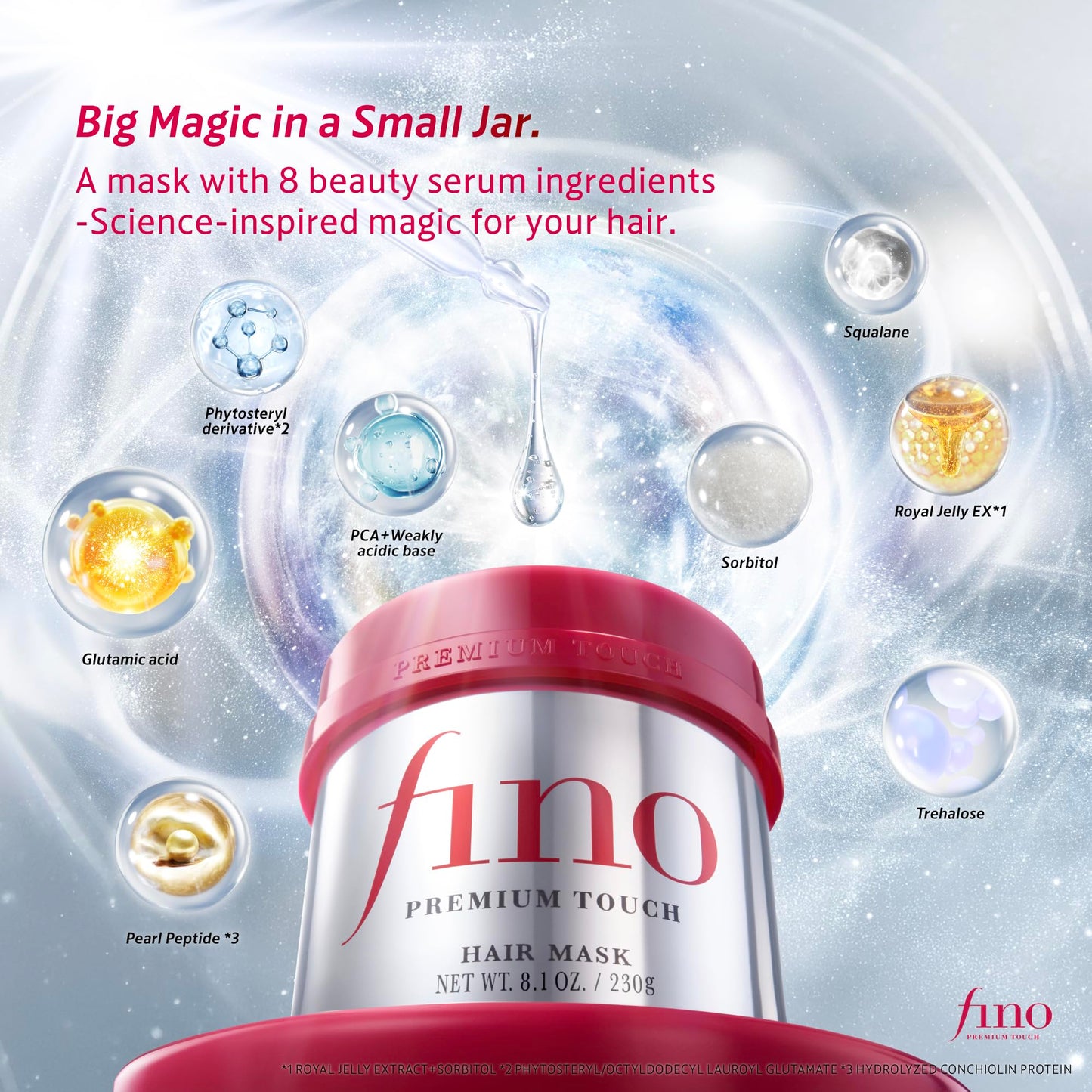 Fino Premium Touch Hair Mask, Deep Repair Japanese Hair Treatment with 8 Serum Ingredients for Dry & Damaged Hair, Silky-Smooth & Hydrated Finish, 8.1 oz