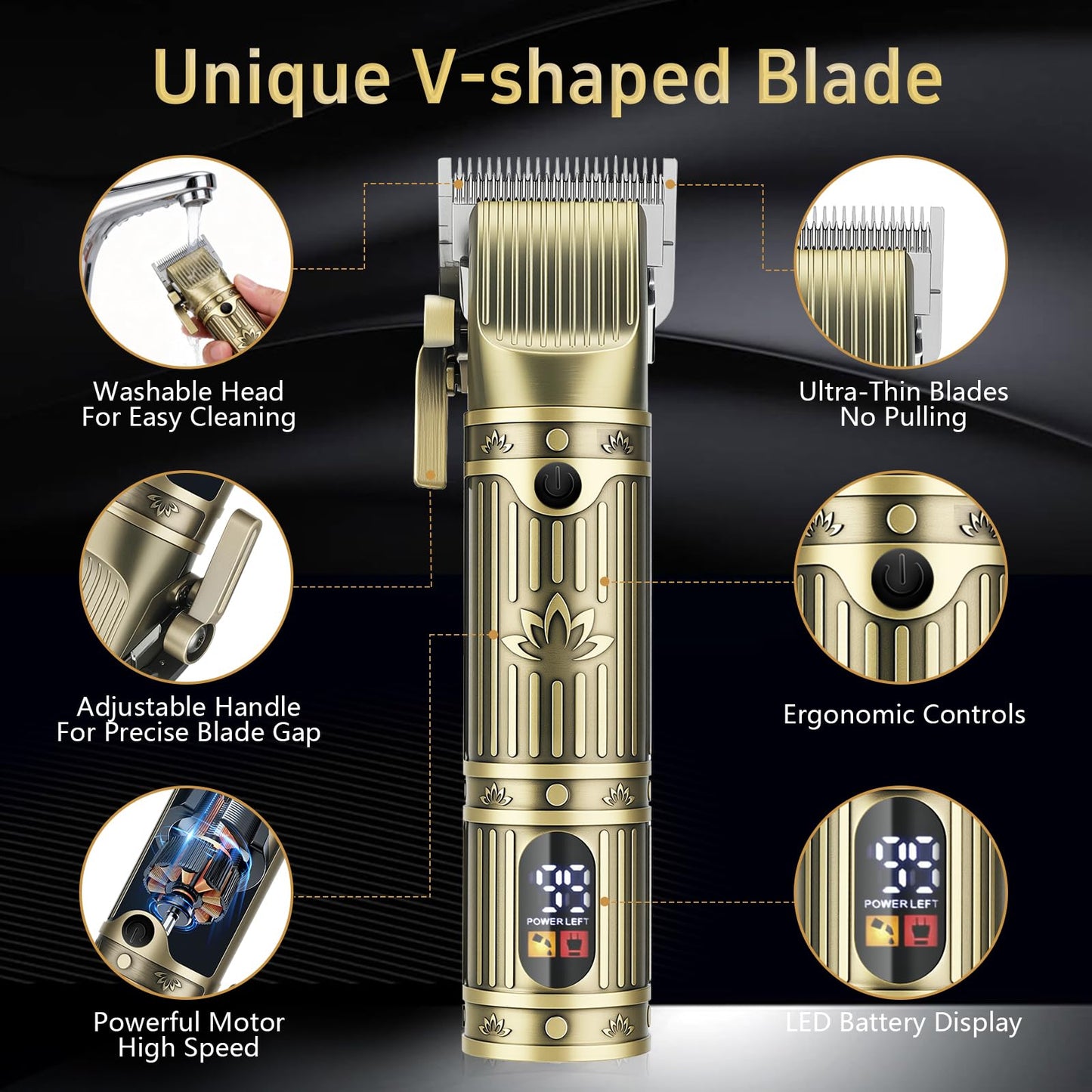 Lanumi Hair Clippers Set for Men, 4 in 1 Mens Cordless Hair Clipper for Barber Kit, Nose Trimmer Beard Trimmer Kits & Sets, Cordless Mens Hair Trimmer with LED Display, Gifts for Men Husband Dad