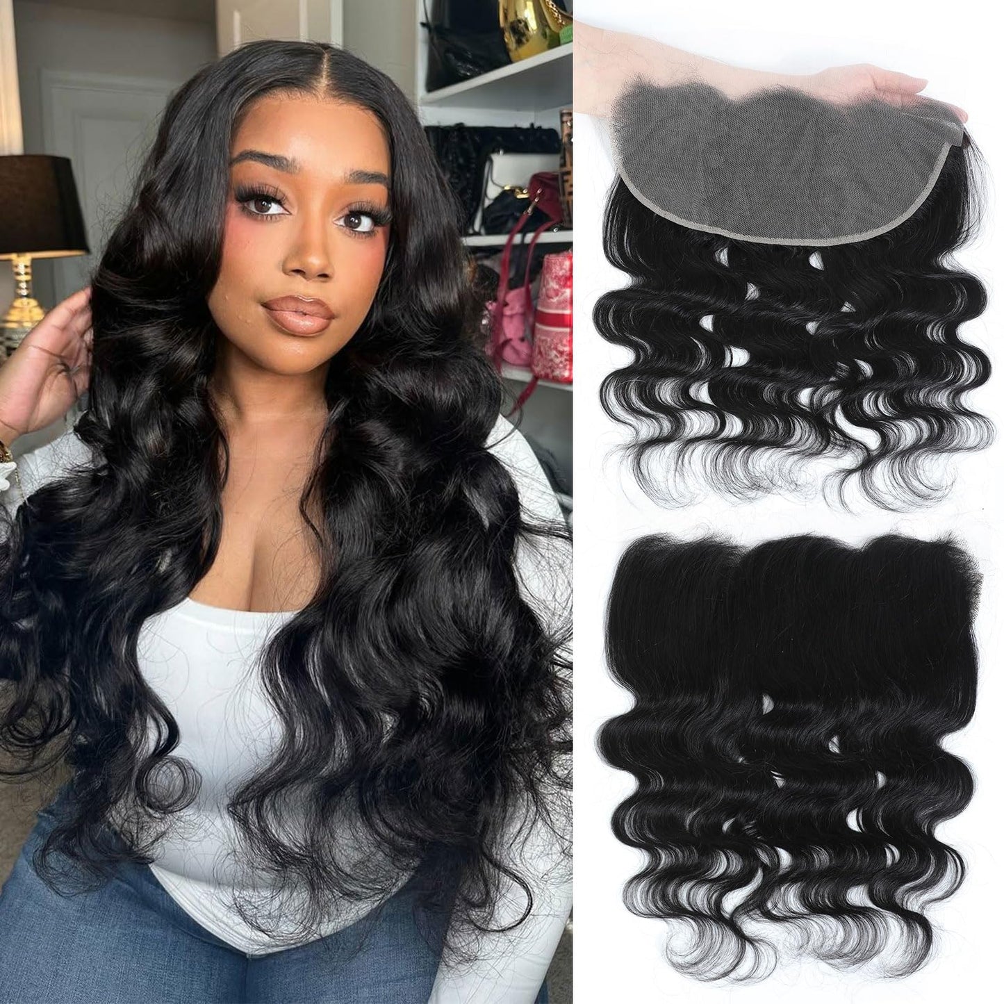 DSEKCAIN Transparent HD Lace Closure Human Hair 5x5 2x6 HD Lace Closure Human Hair Straight Body Wave Deep Wave 5x5 Lace Closure Raw Virgin Human Hair Pre Plucked Natural Black 1B Color Free Part