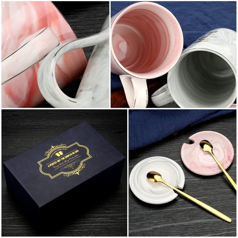Sovyime 50 Years of Being Mr Right and Mrs Always Right Wedding Marriage Anniversary Cup for Couple Ceramic Marble Coffee Mugs - 14 Oz (50th Anniversary)